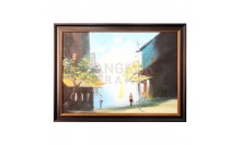 ภาพสีน้ำมัน-กรอบรูปไม้พลาสติกสีน้ำตาล ภาพวาดของศิลปินชื่อดัง